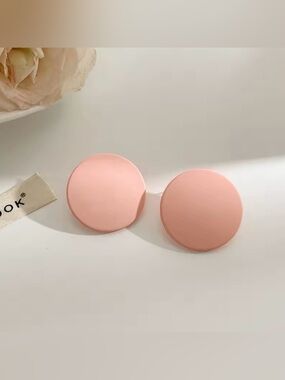 Big Peachy Pink Circle Stud Earrings